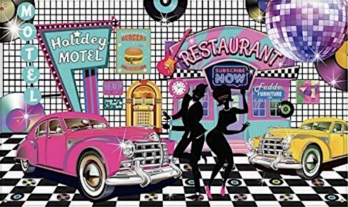 50S Rock and Roll Party Backdrop Banner 