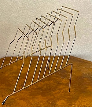 60s-70s Wire Vinyl Record Storage Rack Gold Tone