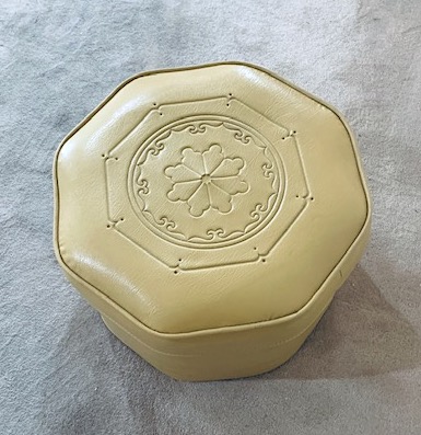 1960s Naughyde Vinyl Footstool Red Orange Hassock