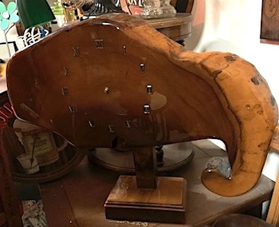 Vintage Hand Crafted Burl Wood Slab Resin Large Table Clock 