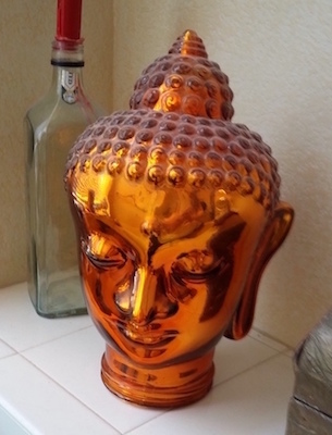 Buddha Glass Orange Head