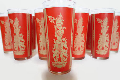 Hollywood Regency Culver Tom Collins GlassesSet of 6