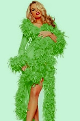 Vintage Glamour Feathered Robe Green
