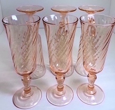 Arcoroc Rosaline Pink Swirl Champagne Flutes