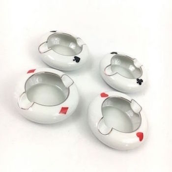 Mid-Century Porcelain Card Suit Individual Ashtrays
