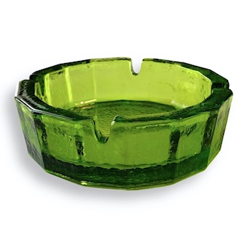 Mid Century Large Green Blenko Glass Ashtray