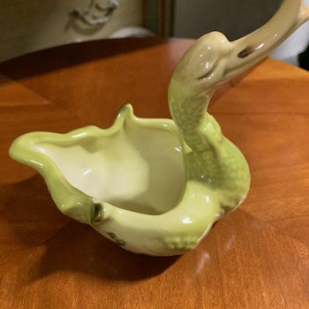 Vintage Hull Pottery Ceramic Green Swan Ashtray