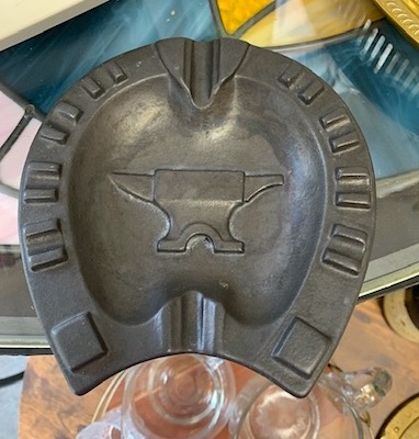 Mid Century Haeger  Horseshoe Black Matte Ashtray
