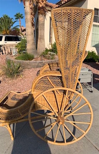 Asian Vintage Japanese Rattan Rickshaw
