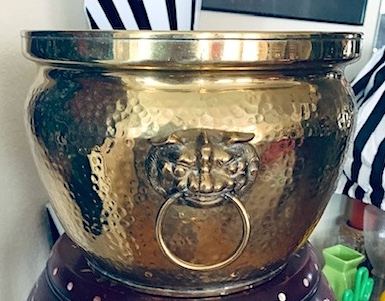 Asian Brass Planter with Foo Dog Handlers