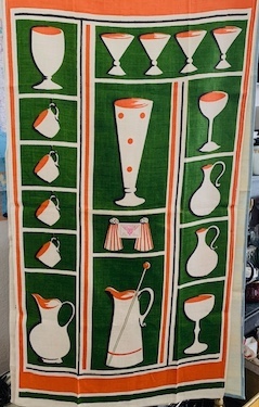 Mid Century Vintage Linen Kitchen Towel