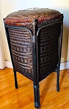 Vintage Dark Woven Rattan Legged Basket