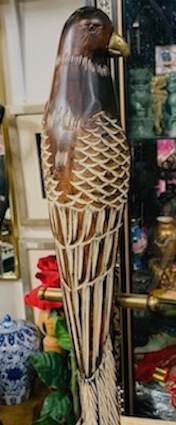 Vintage Wooden Carved Sarreid Parrot on Stands