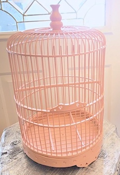 Rounded Pink Peach Bamboo Birdcage