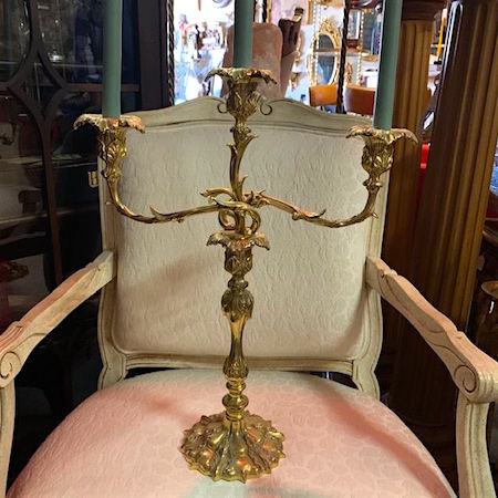 Ornate Table 3-Arm Candelabra Gold Tone