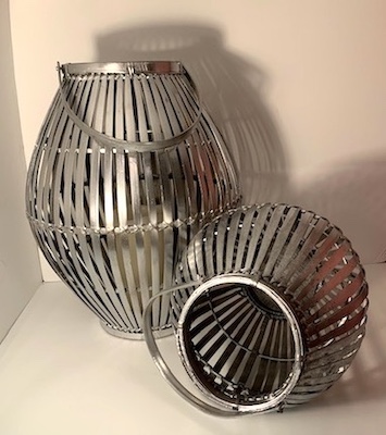 Bamboo Silver Urban Lantern Candle Holders