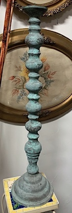 Large Verdigris Painted Baluster Candlestick