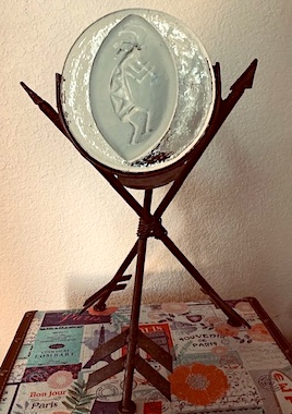 Kokopelli Southwestern Glass Tile Candle Holder