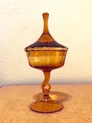 Mid Century Empoli Circus Tent Covered Teal Candy Dish 