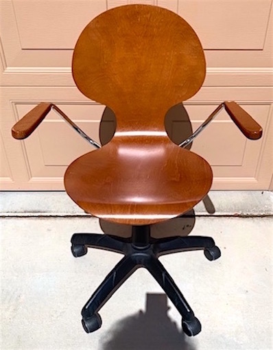 Mid Century Style Bent Plywood Swivel Desk Armchair