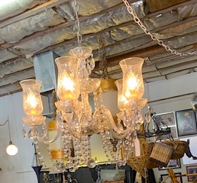 Vintage 1950s French Style Cut Crystal 8-Arm Chandelier