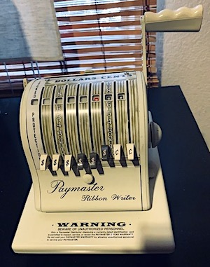 Vintage Paymaster Check Writer 1960s  Seafoam Green