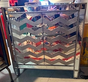 Mirrored Cabinet with Chevron Pattern