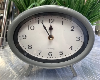 Grey Metal Battery Operated Clock
