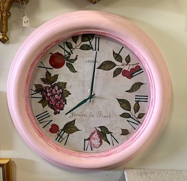 Pink French Battery Operated Wall Clock