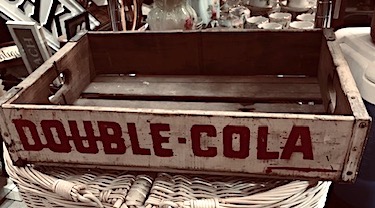 Vintage Double Cola Crate Natural Wood with White Graphics