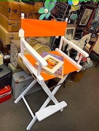 Orange on White Tall directors Chair