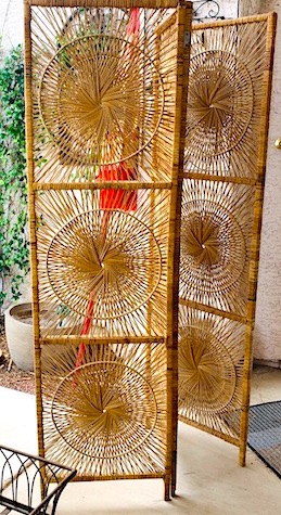 Mid Century Modern Rattan Screen Divider