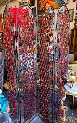 Metal Frame Divider Screen with Red Tear Drops