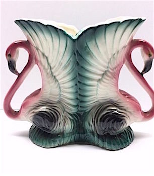 Vintage 1950s Pink Double Flamingo Vase