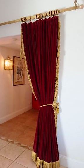 Red Royal Velvet Drapes with Gold Fringes