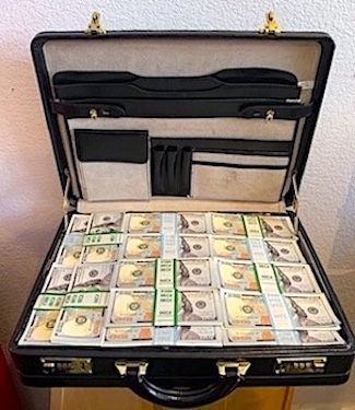 Briefcase Full of Faux $100 Bills