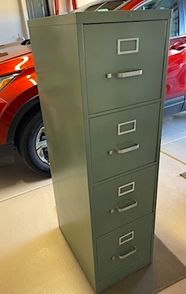 Vintage Olive Green Filing Cabinet 4 Drawer