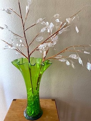 Floral Green Glass Vase