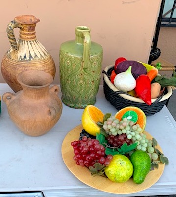 Assorted Faux Fruits  and Vegetables with Jugs