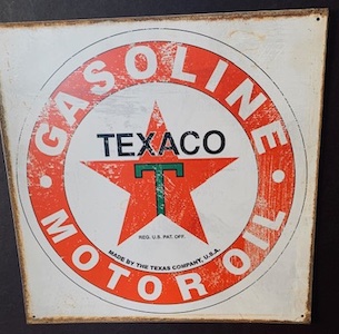 Texaco Gas Reproduction Aged Vintage Round Tin Sign