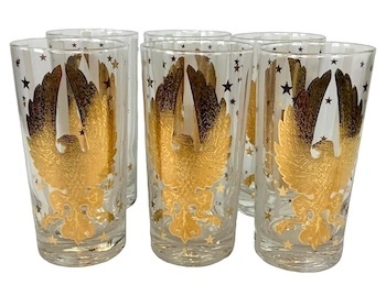Hollywood Regency Culver Pisa High Ball Glasses Set of 6