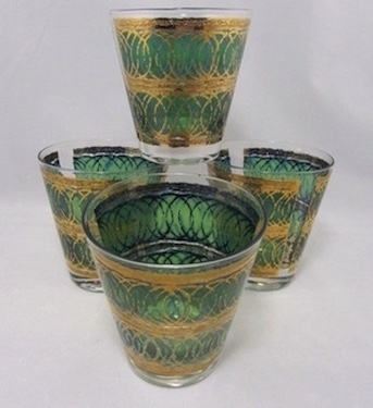 Hollywood Regency Georges Briard Old Fashioned and Tumblers Glasses Set of 5