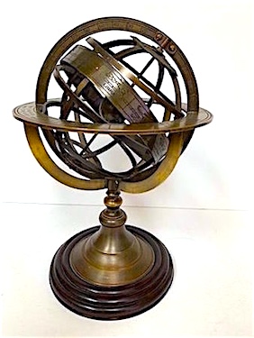 Armillary Sphere on Wood Base