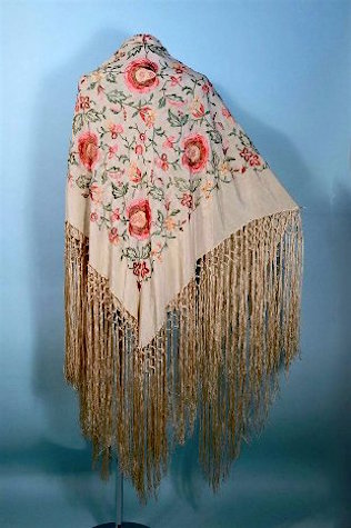 Vintage Blush Pink Embroidery Piano Shawl