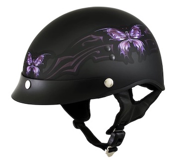 Purple Butterfly Women Half Helmet