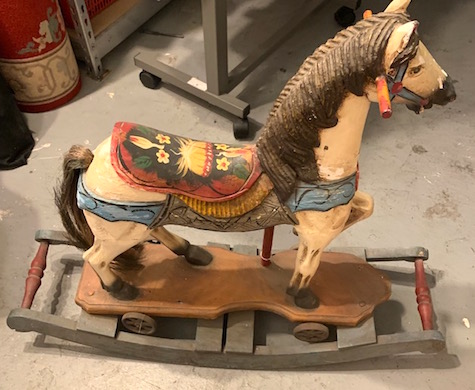 Vintage Hand Folk Painted Rocking Horse