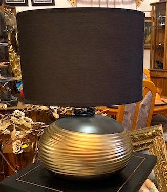 Gold Base and Black Shade Table Lamp