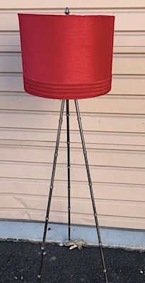 Contemporary Tripod Metal floor with Red Shade