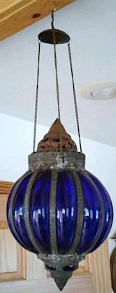 Cut Out Tin & Glass Moroccan Hanging Light Pendant