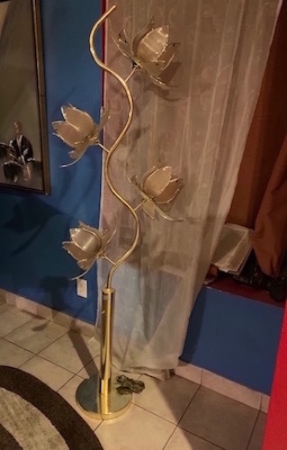 Mid-Century Italian Glass Lotus Flower Floor Lamp